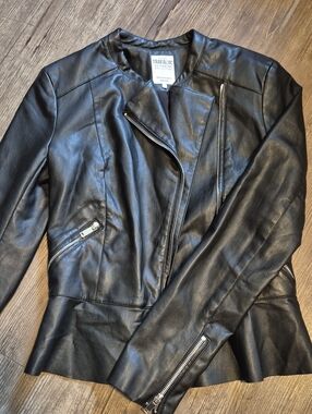 Zara Trafaluc Black Faux Leather Moto Jacket